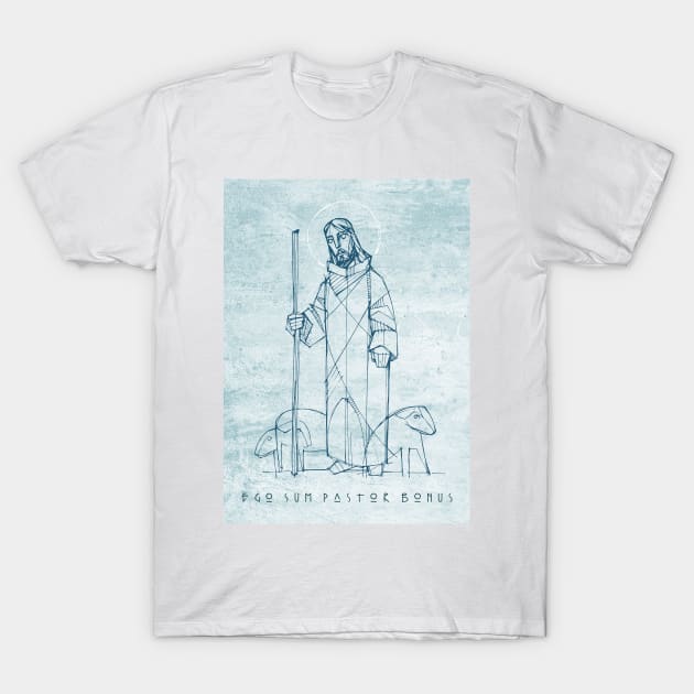 Jesus Christ Good Shepherd ink illustration T-Shirt by bernardojbp